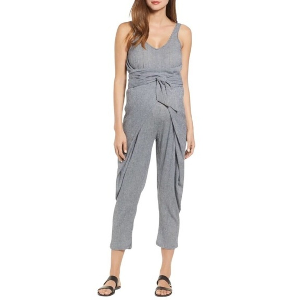 Hatch Heather Gray Sleeveless Tie-Waist Jumpsuit